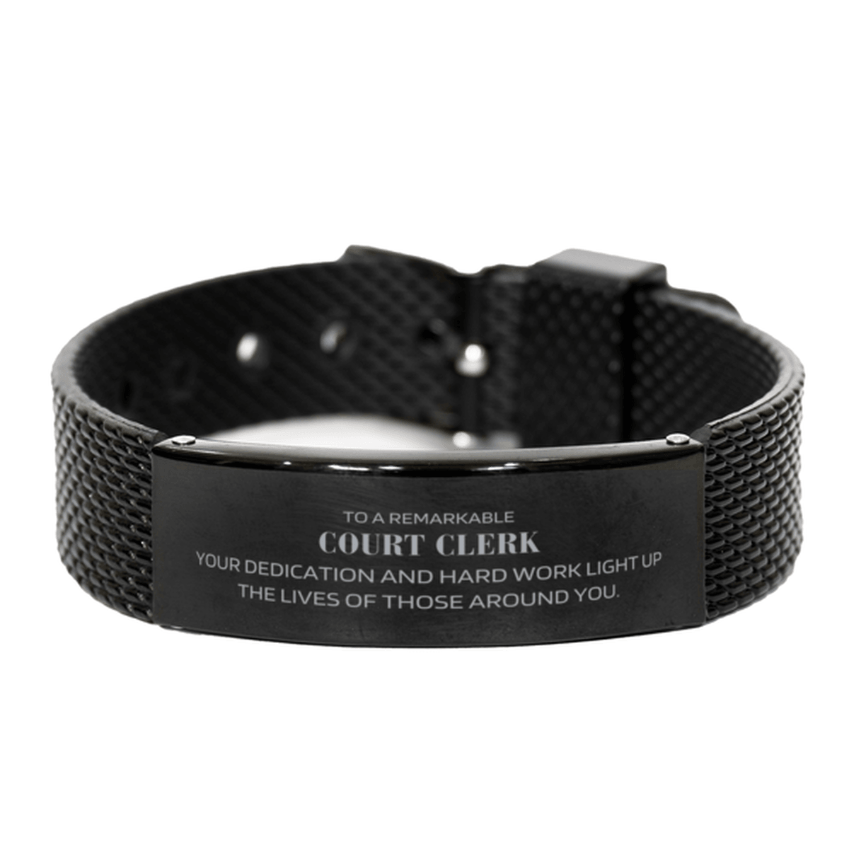 Remarkable Court Clerk Gifts, Your dedication and hard work, Inspirational Birthday Christmas Unique Black Shark Mesh Bracelet For Court Clerk, Coworkers, Men, Women, Friends - Mallard Moon Gift Shop