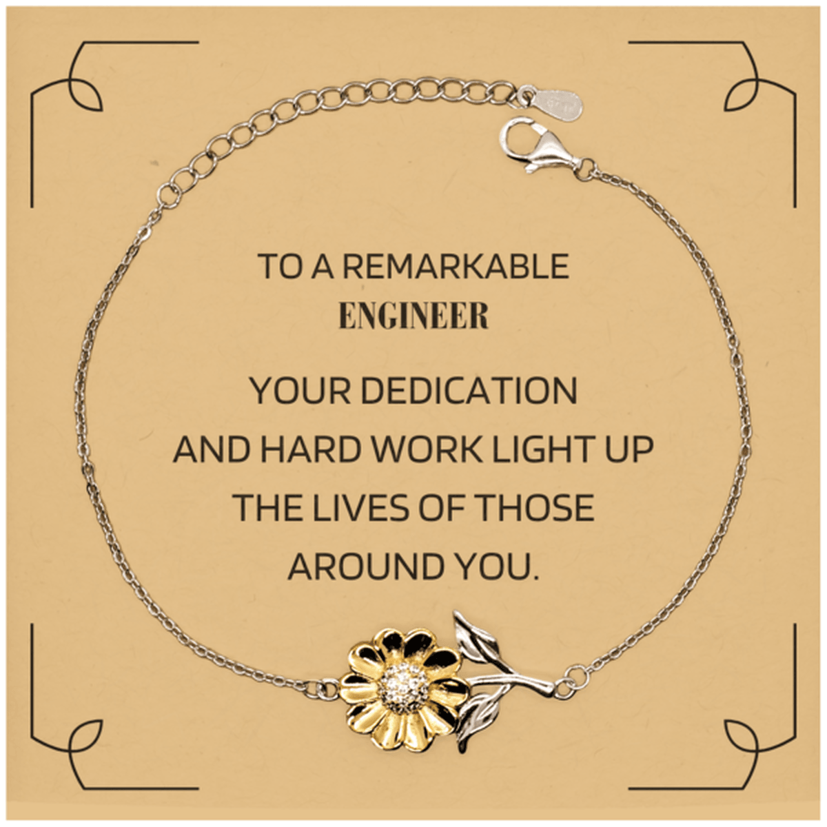 Remarkable Engineer Gifts, Your dedication and hard work, Inspirational Birthday Christmas Unique Sunflower Bracelet For Engineer, Coworkers, Men, Women, Friends - Mallard Moon Gift Shop