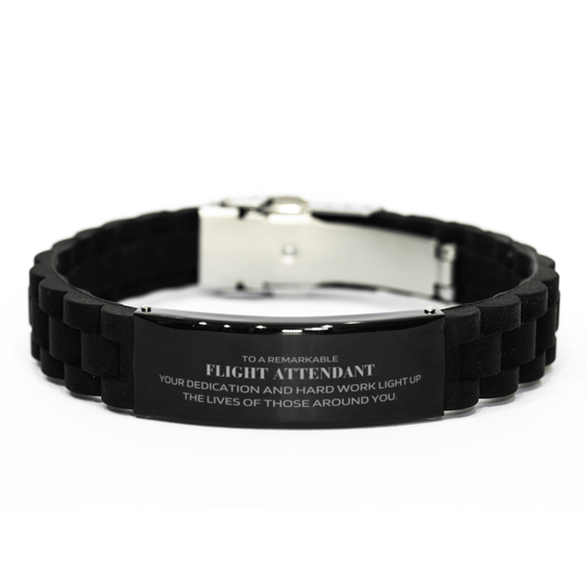 Remarkable Flight Attendant Gifts, Your dedication and hard work, Inspirational Birthday Christmas Unique Black Glidelock Clasp Bracelet For Flight Attendant, Coworkers, Men, Women, Friends - Mallard Moon Gift Shop