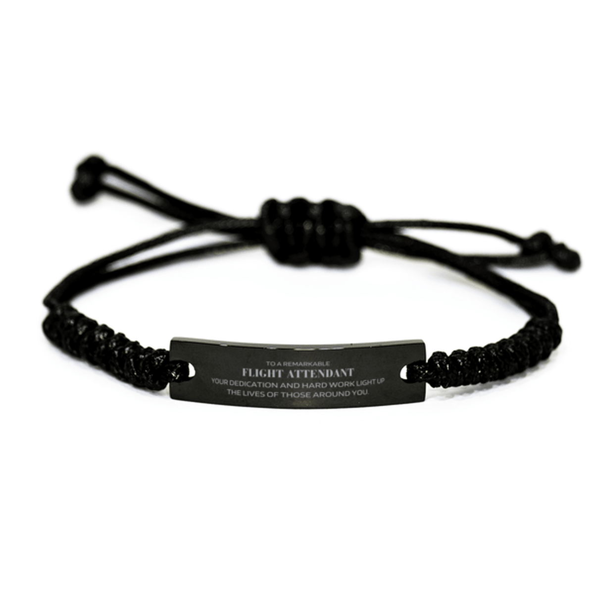 Remarkable Flight Attendant Gifts, Your dedication and hard work, Inspirational Birthday Christmas Unique Black Rope Bracelet For Flight Attendant, Coworkers, Men, Women, Friends - Mallard Moon Gift Shop