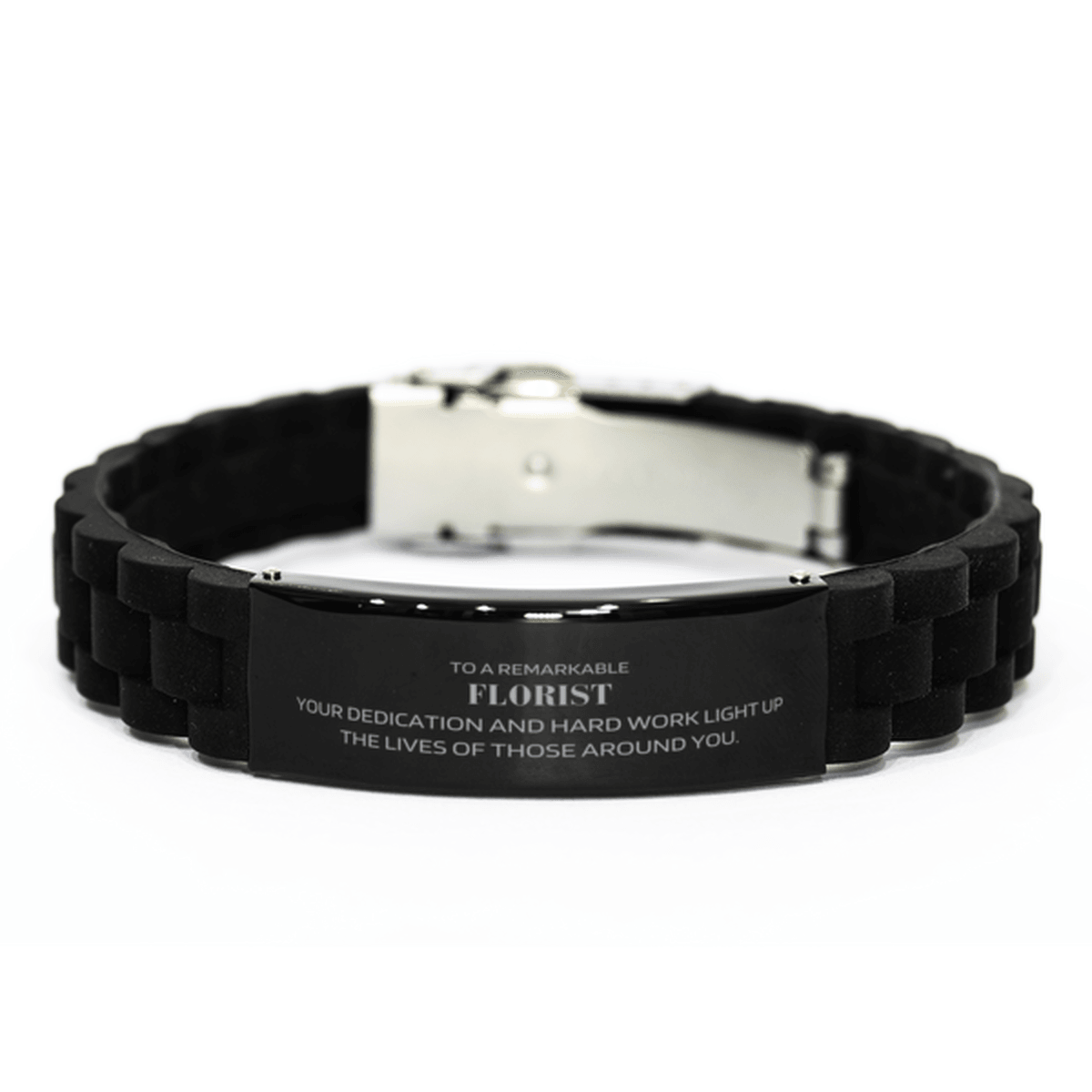 Remarkable Florist Gifts, Your dedication and hard work, Inspirational Birthday Christmas Unique Black Glidelock Clasp Bracelet For Florist, Coworkers, Men, Women, Friends - Mallard Moon Gift Shop