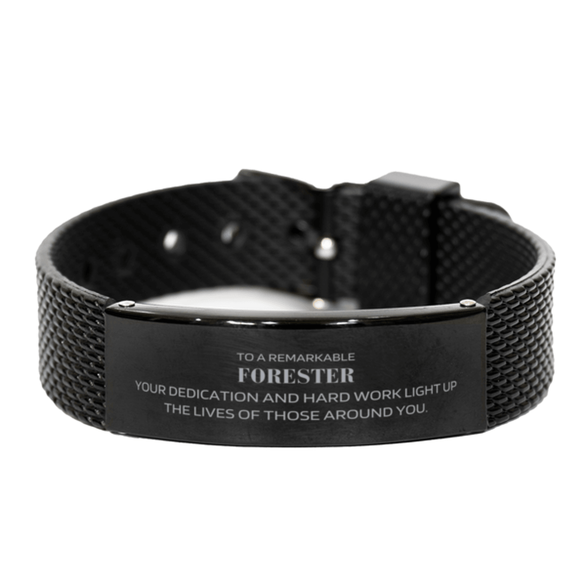 Remarkable Forester Gifts, Your dedication and hard work, Inspirational Birthday Christmas Unique Black Shark Mesh Bracelet For Forester, Coworkers, Men, Women, Friends - Mallard Moon Gift Shop