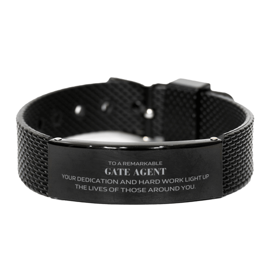 Remarkable Gate Agent Gifts, Your dedication and hard work, Inspirational Birthday Christmas Unique Black Shark Mesh Bracelet For Gate Agent, Coworkers, Men, Women, Friends - Mallard Moon Gift Shop