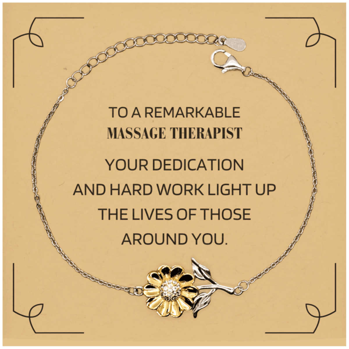 Remarkable Massage Therapist Gifts, Your dedication and hard work, Inspirational Birthday Christmas Unique Sunflower Bracelet For Massage Therapist, Coworkers, Men, Women, Friends - Mallard Moon Gift Shop
