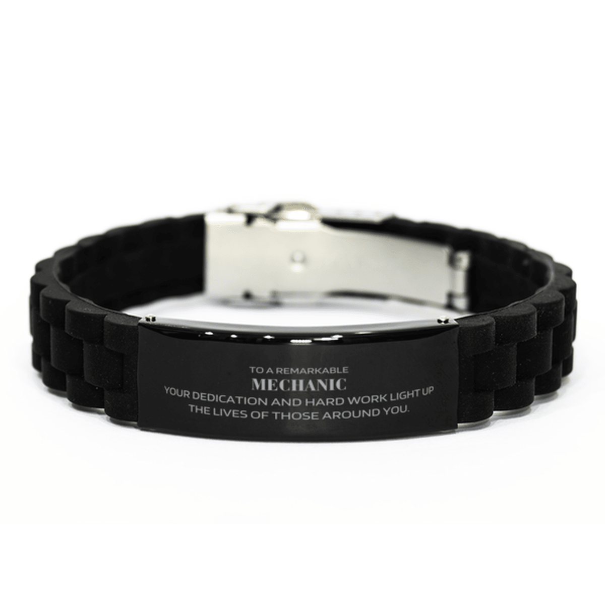 Remarkable Mechanic Gifts, Your dedication and hard work, Inspirational Birthday Christmas Unique Black Glidelock Clasp Bracelet For Mechanic, Coworkers, Men, Women, Friends - Mallard Moon Gift Shop