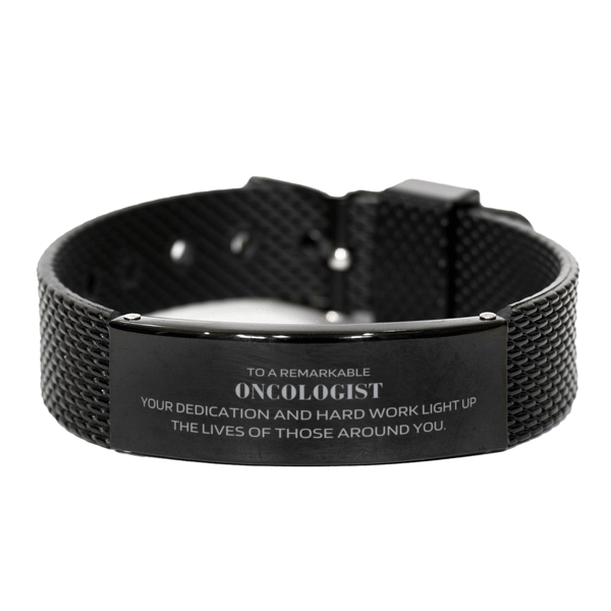 Remarkable Oncologist Gifts, Your dedication and hard work, Inspirational Birthday Christmas Unique Black Shark Mesh Bracelet For Oncologist, Coworkers, Men, Women, Friends - Mallard Moon Gift Shop