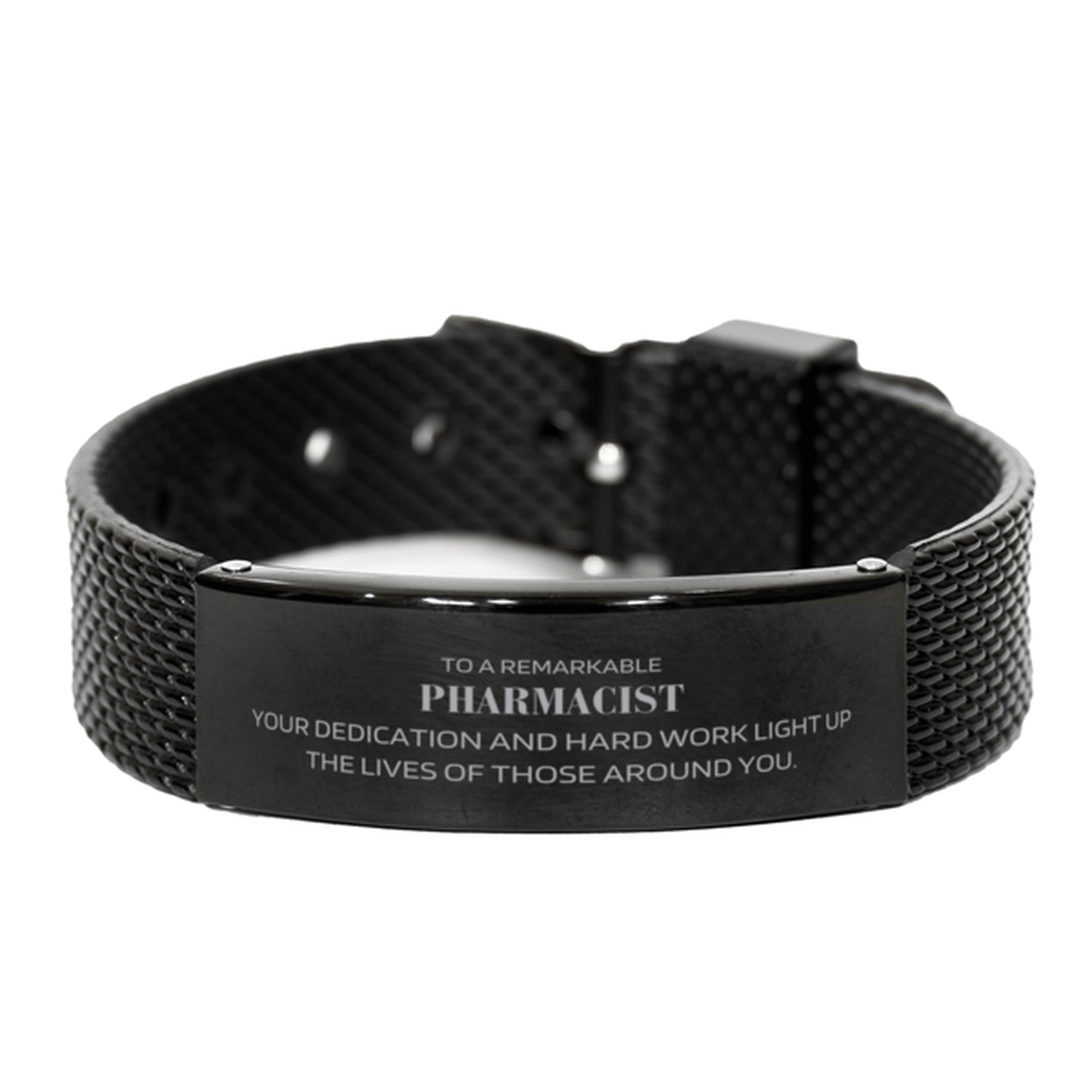 Remarkable Pharmacist Gifts, Your dedication and hard work, Inspirational Birthday Christmas Unique Black Shark Mesh Bracelet For Pharmacist, Coworkers, Men, Women, Friends - Mallard Moon Gift Shop
