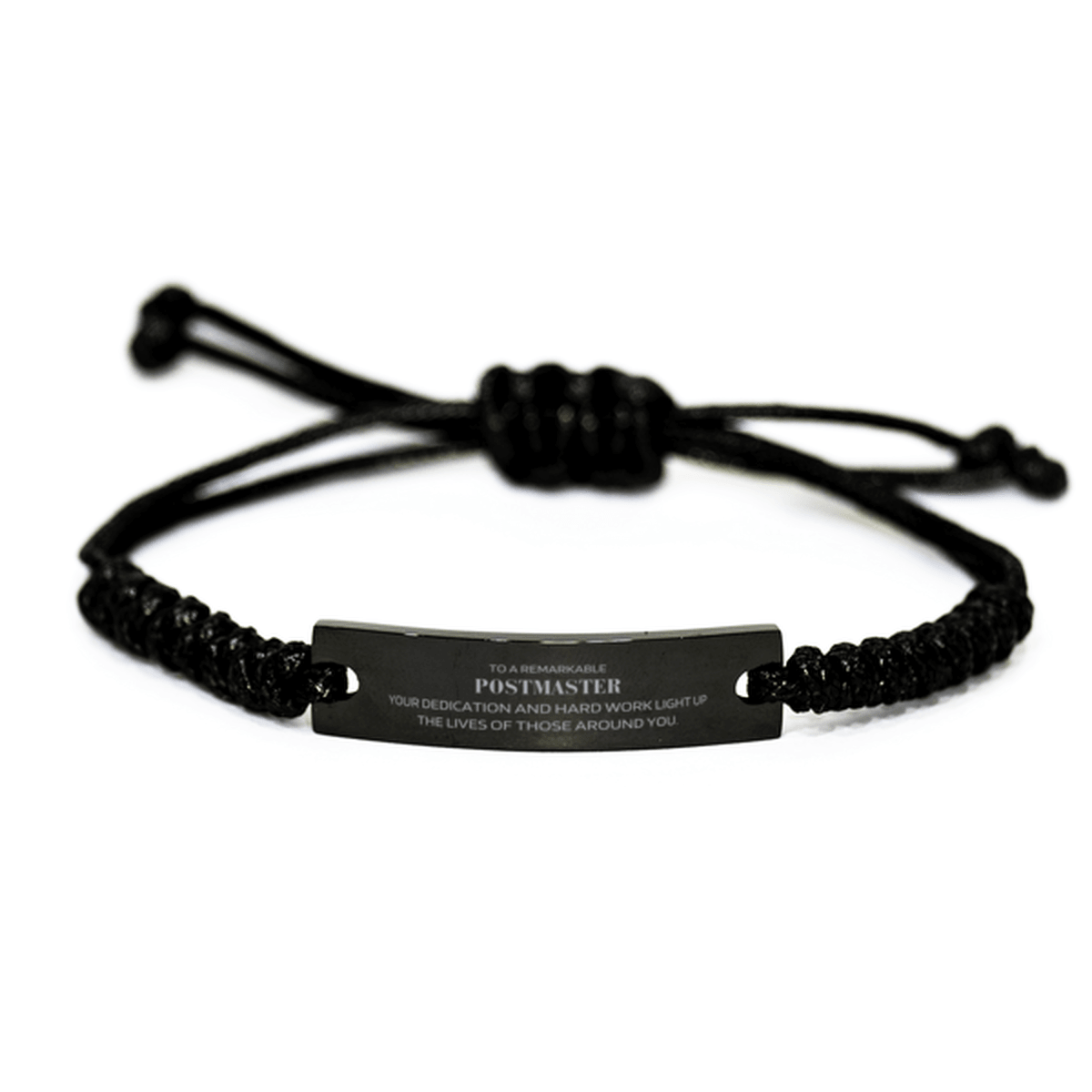 Remarkable Postmaster Gifts, Your dedication and hard work, Inspirational Birthday Christmas Unique Black Rope Bracelet For Postmaster, Coworkers, Men, Women, Friends - Mallard Moon Gift Shop