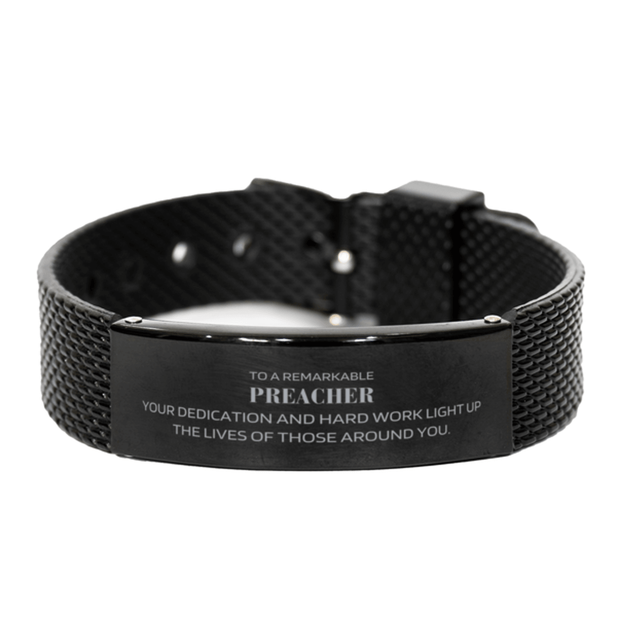 Remarkable Preacher Gifts, Your dedication and hard work, Inspirational Birthday Christmas Unique Black Shark Mesh Bracelet For Preacher, Coworkers, Men, Women, Friends - Mallard Moon Gift Shop