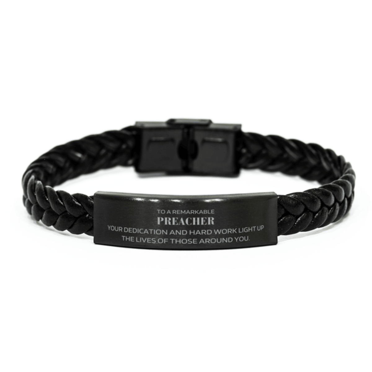 Remarkable Preacher Gifts, Your dedication and hard work, Inspirational Birthday Christmas Unique Braided Leather Bracelet For Preacher, Coworkers, Men, Women, Friends - Mallard Moon Gift Shop