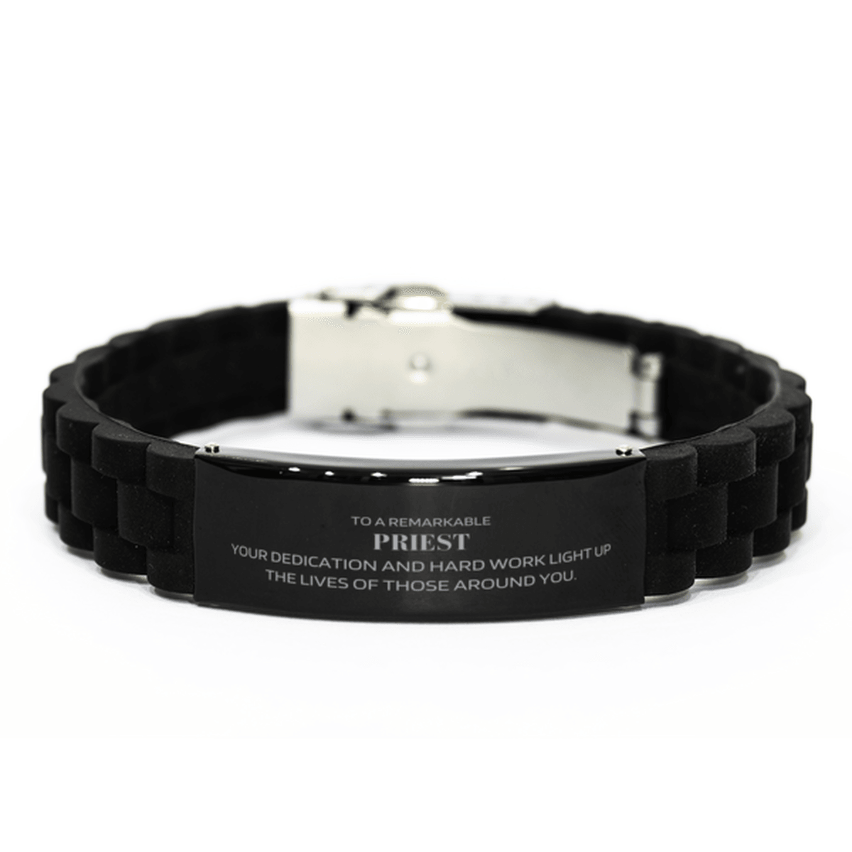 Remarkable Priest Gifts, Your dedication and hard work, Inspirational Birthday Christmas Unique Black Glidelock Clasp Bracelet For Priest, Coworkers, Men, Women, Friends - Mallard Moon Gift Shop