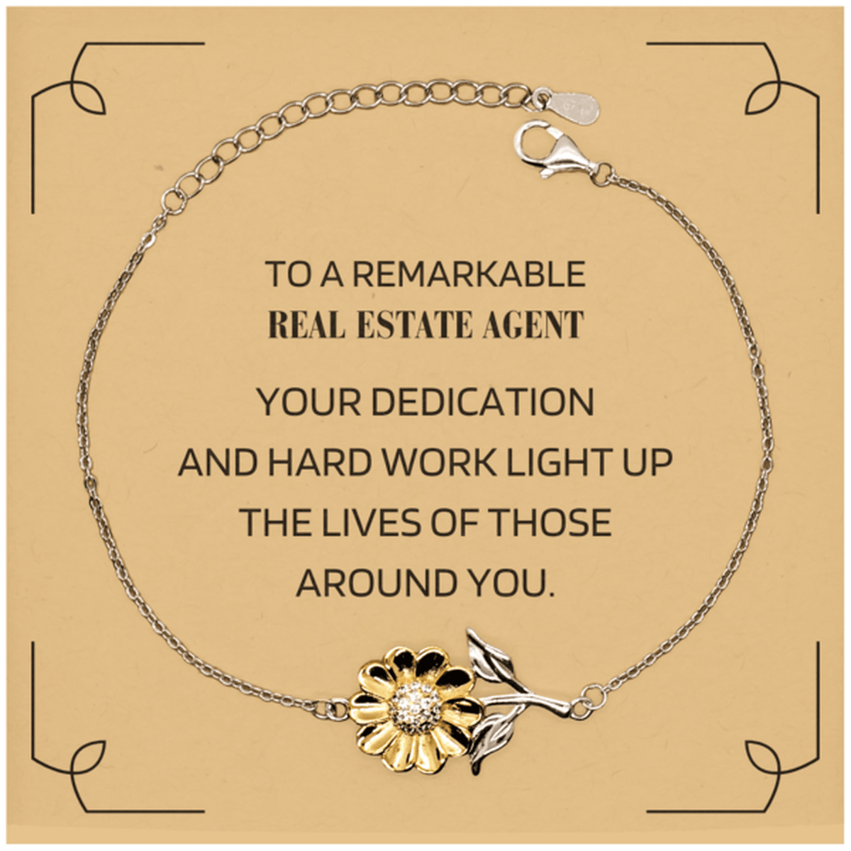 Remarkable Real Estate Agent Gifts, Your dedication and hard work, Inspirational Birthday Christmas Unique Sunflower Bracelet For Real Estate Agent, Coworkers, Men, Women, Friends - Mallard Moon Gift Shop