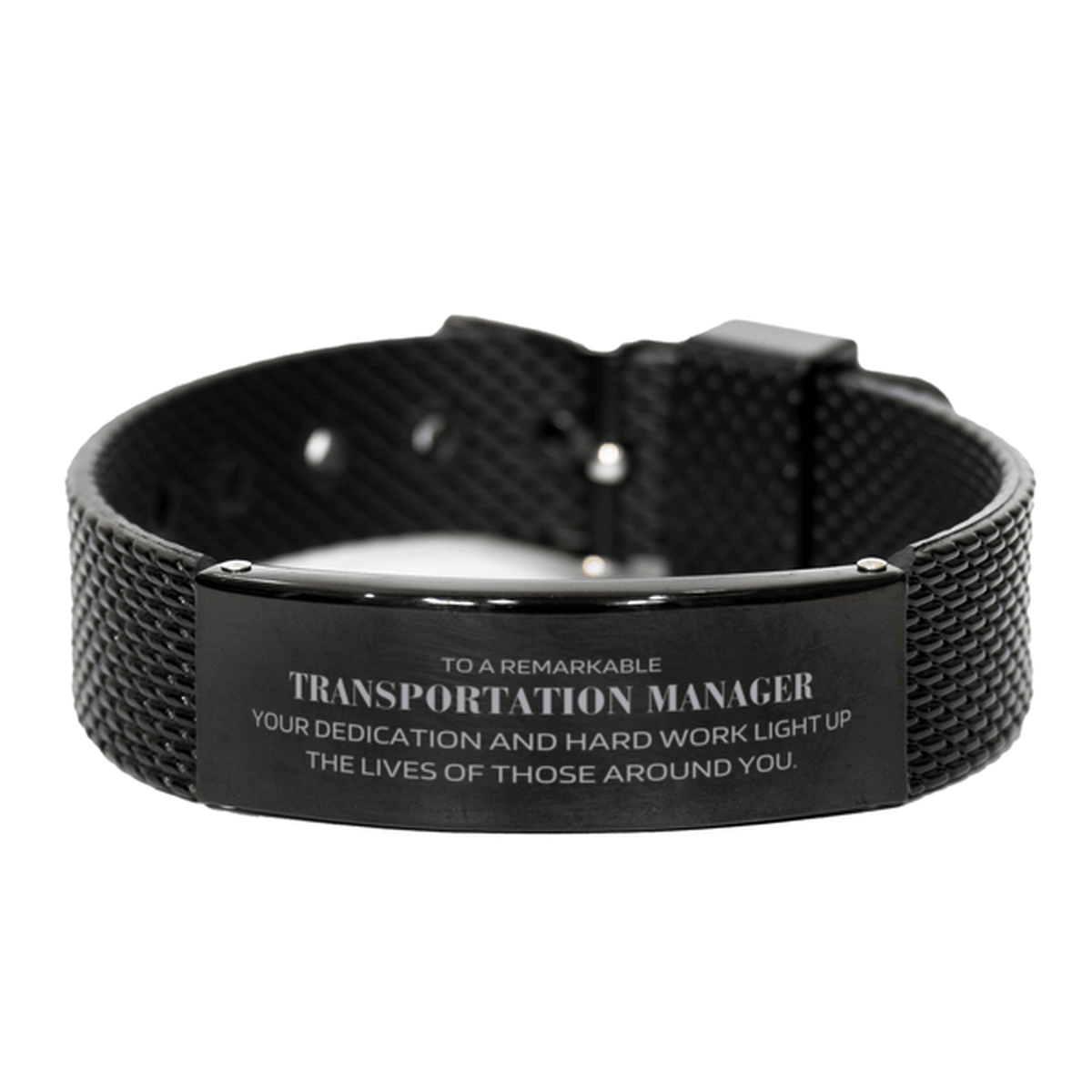 Remarkable Transportation Manager Gifts, Your dedication and hard work, Inspirational Birthday Christmas Unique Black Shark Mesh Bracelet For Transportation Manager, Coworkers, Men, Women, Friends - Mallard Moon Gift Shop