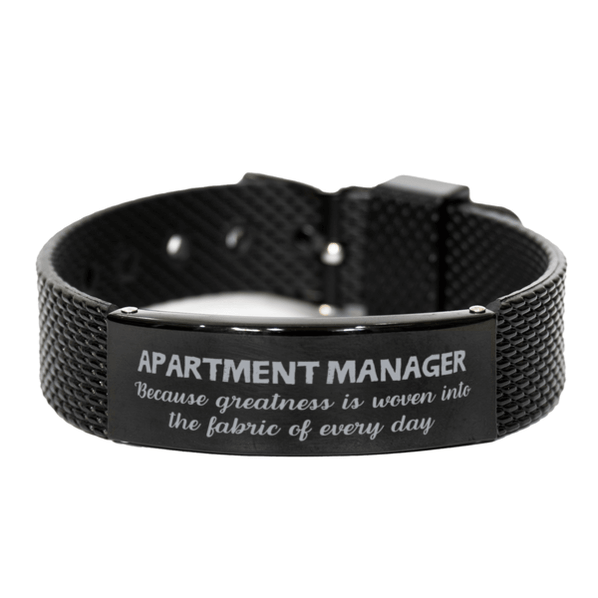 Sarcastic Apartment Manager Black Shark Mesh Bracelet Gifts, Christmas Holiday Gifts for Apartment Manager Birthday, Apartment Manager: Because greatness is woven into the fabric of every day, Coworkers, Friends - Mallard Moon Gift Shop