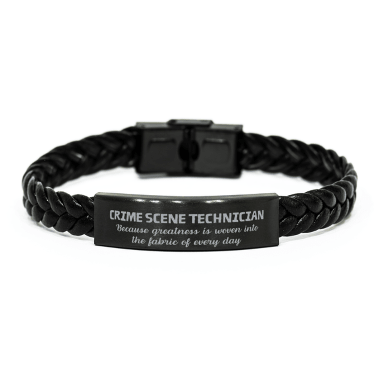Sarcastic Crime Scene Technician Braided Leather Bracelet Gifts, Christmas Holiday Gifts for Crime Scene Technician Birthday, Crime Scene Technician: Because greatness is woven into the fabric of every day, Coworkers, Friends - Mallard Moon Gift Shop