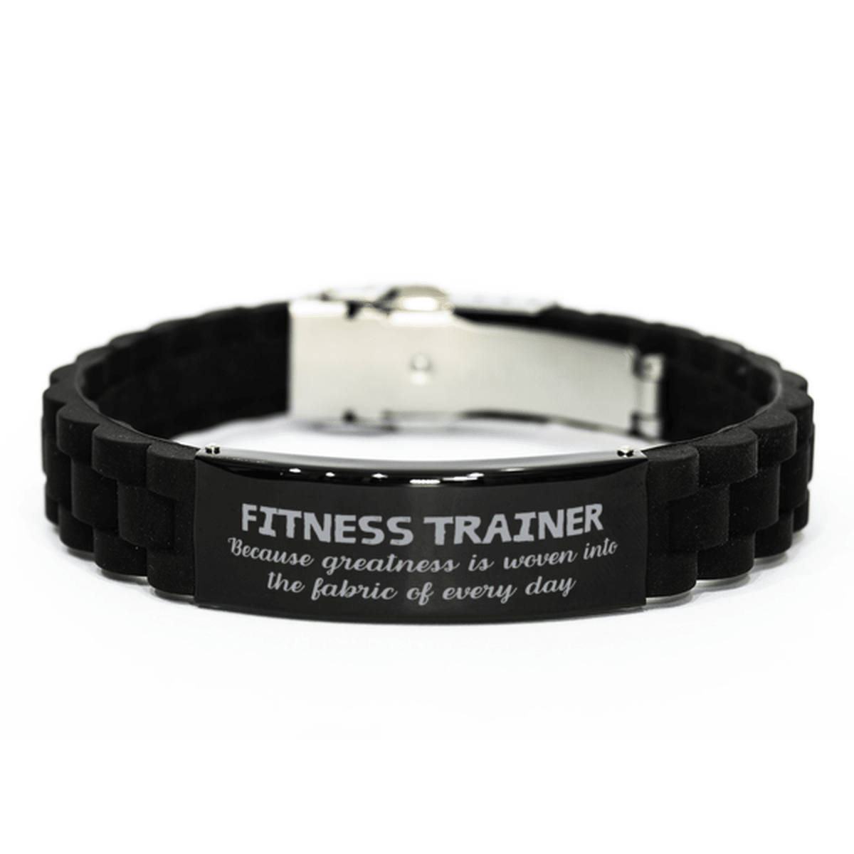 Sarcastic Fitness Trainer Black Glidelock Clasp Bracelet Gifts, Christmas Holiday Gifts for Fitness Trainer Birthday, Fitness Trainer: Because greatness is woven into the fabric of every day, Coworkers, Friends - Mallard Moon Gift Shop