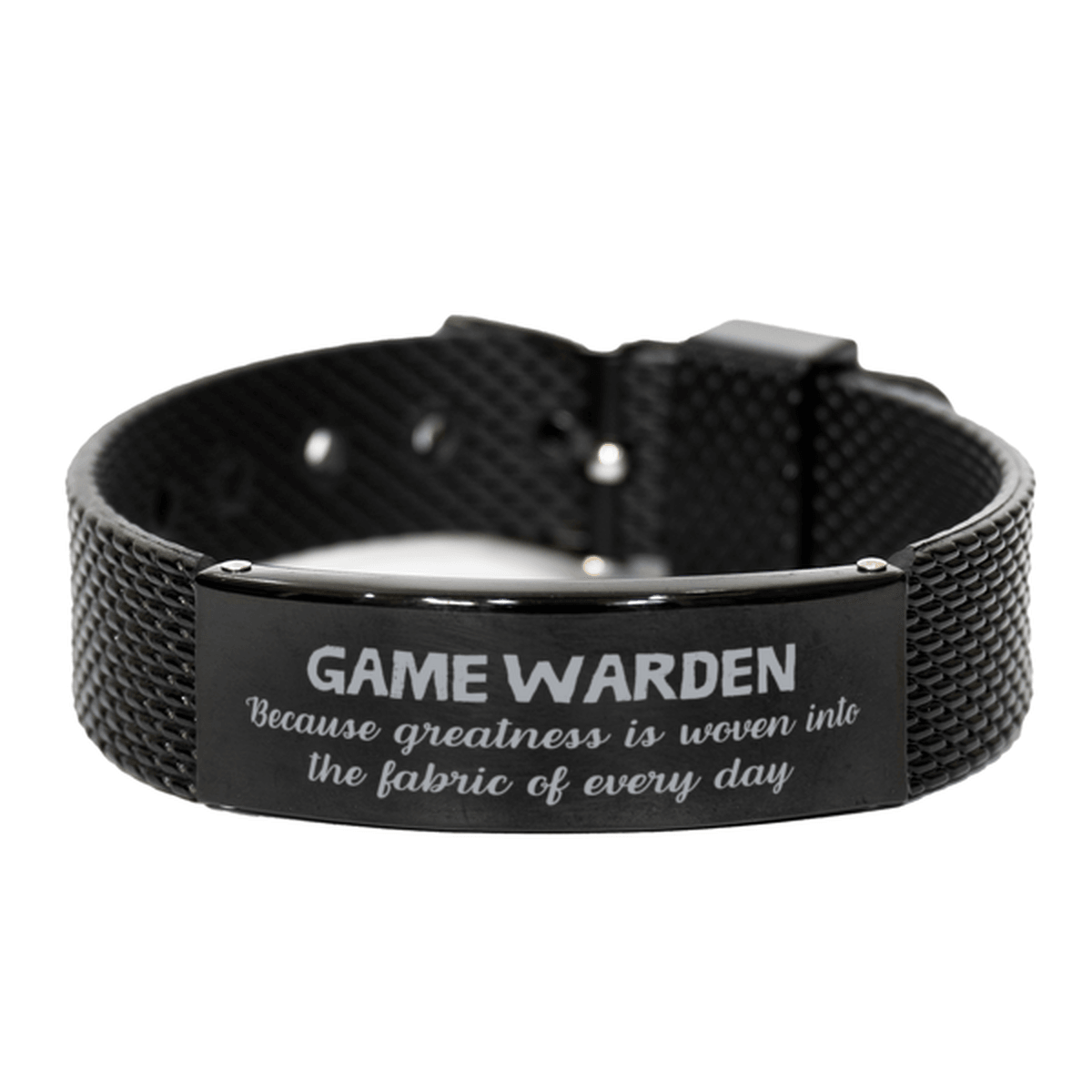 Sarcastic Game Warden Black Shark Mesh Bracelet Gifts, Christmas Holiday Gifts for Game Warden Birthday, Game Warden: Because greatness is woven into the fabric of every day, Coworkers, Friends - Mallard Moon Gift Shop