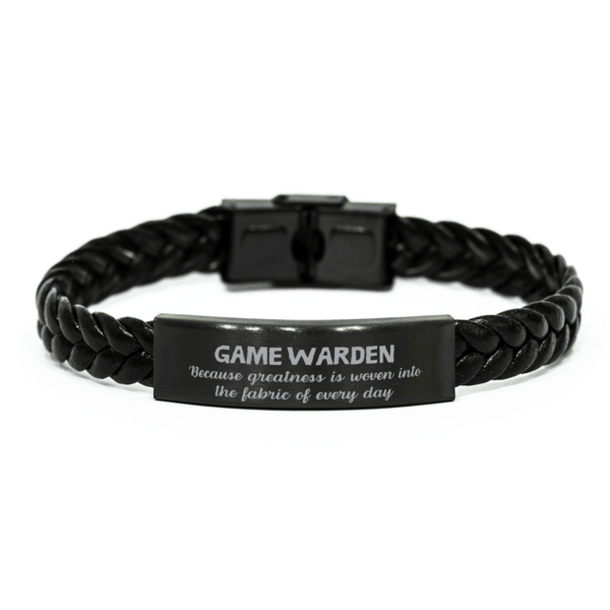 Sarcastic Game Warden Braided Leather Bracelet Gifts, Christmas Holiday Gifts for Game Warden Birthday, Game Warden: Because greatness is woven into the fabric of every day, Coworkers, Friends - Mallard Moon Gift Shop