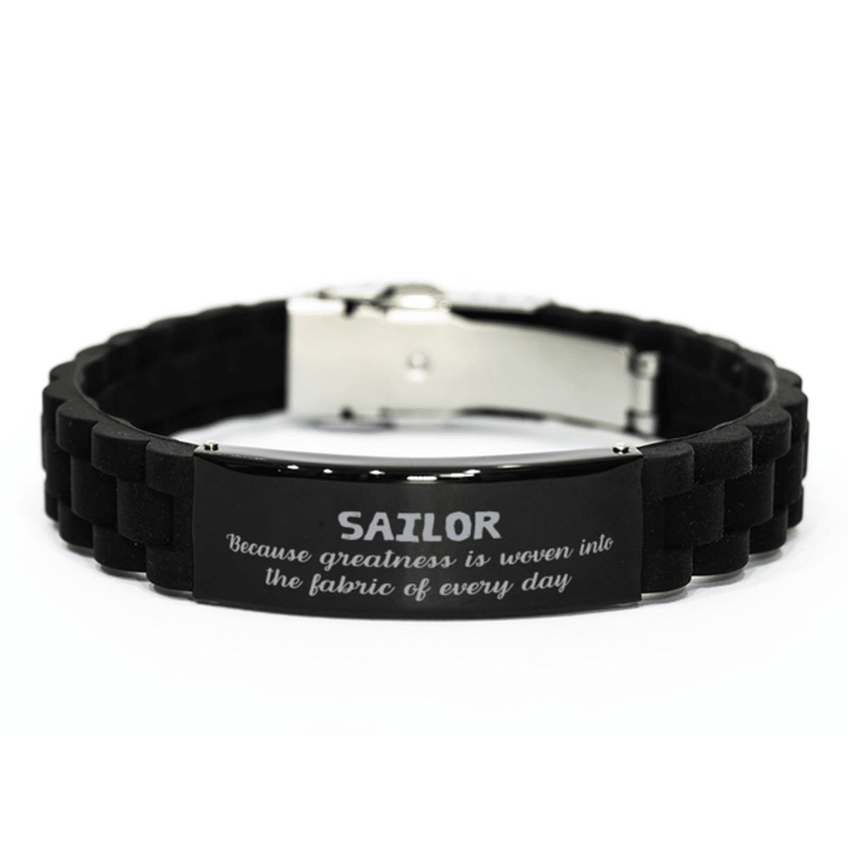 Sarcastic Sailor Black Glidelock Clasp Bracelet Gifts, Christmas Holiday Gifts for Sailor Birthday, Sailor: Because greatness is woven into the fabric of every day, Coworkers, Friends - Mallard Moon Gift Shop