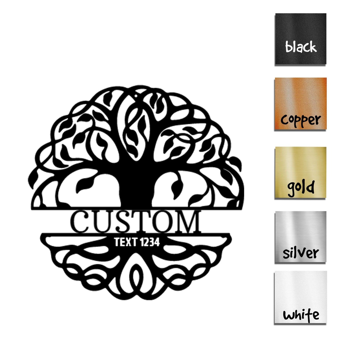 Fancy Tree of Life Monogram Personalized Metal Art Wall Sign - Mallard Moon Gift Shop
