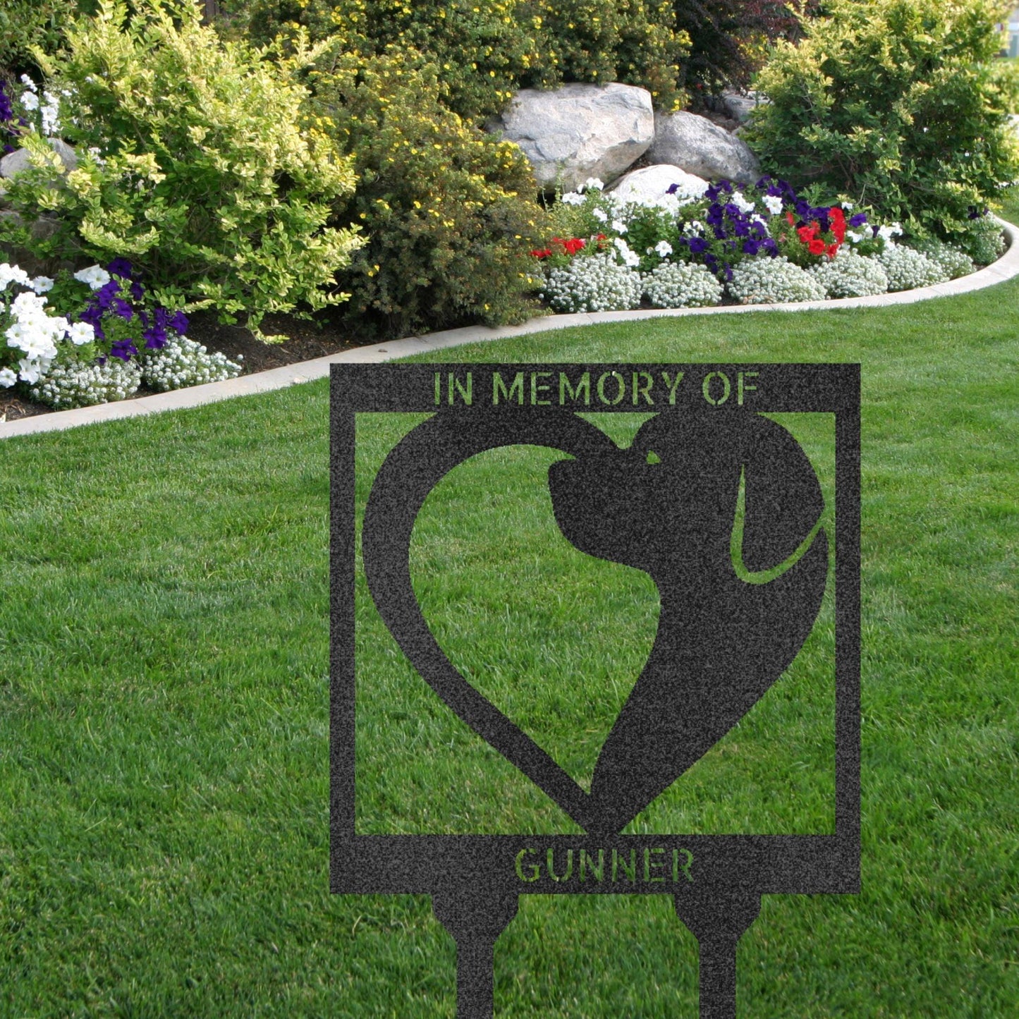 Dog Love Custom Address or Name Yard Garden Lawn Metal Stake Sign - Mallard Moon Gift Shop