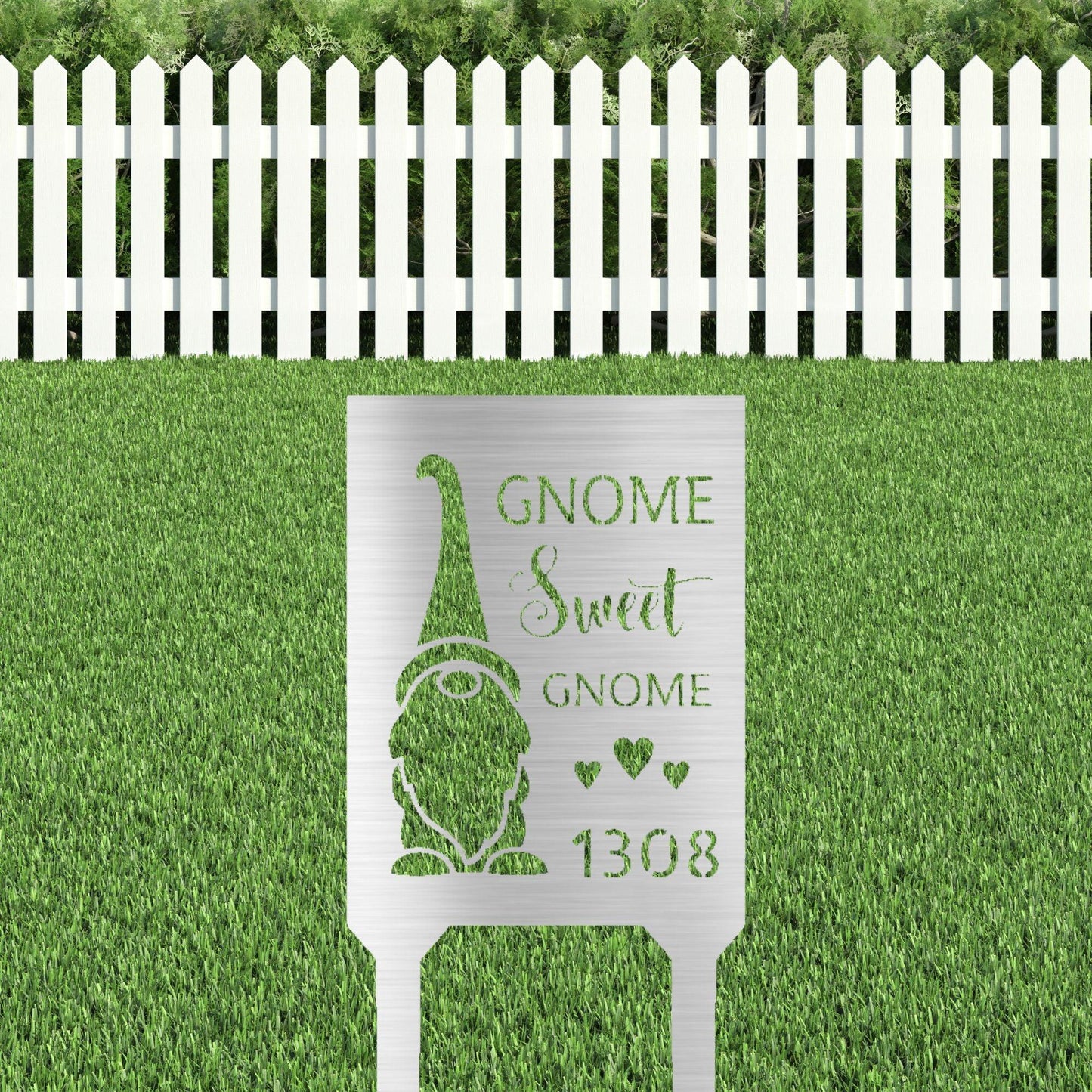 Gnome Sweet Home Custom Address Garden Lawn Steel Stake - Mallard Moon Gift Shop