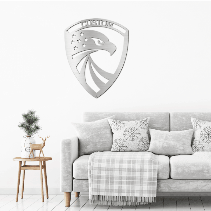 Eagle Custom Name Metal Art Wall Sign - Mallard Moon Gift Shop