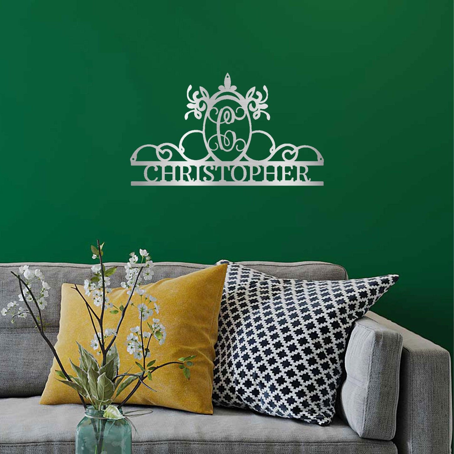 Initial and Name Custom Steel Wall Sign Metal Art - Mallard Moon Gift Shop