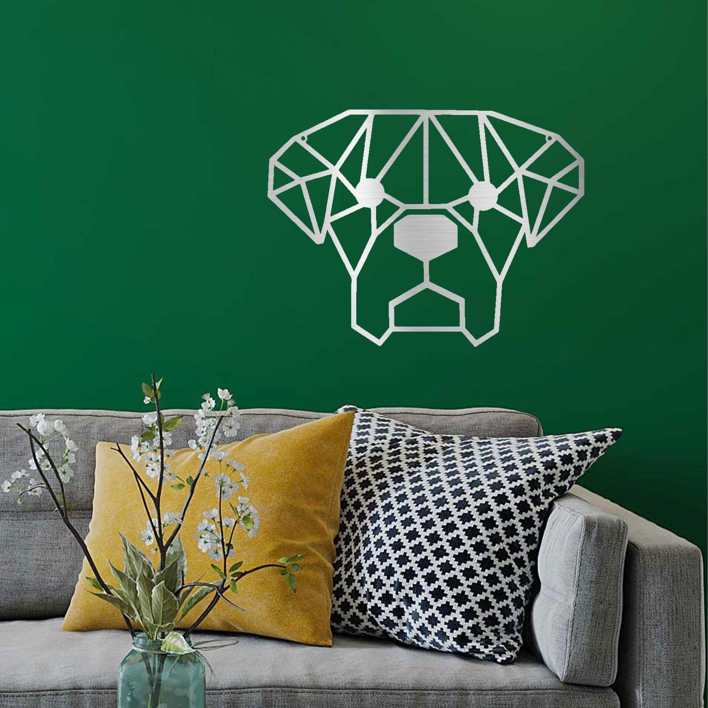 Dog Geometric Face Metal Art Wall Sign - Mallard Moon Gift Shop