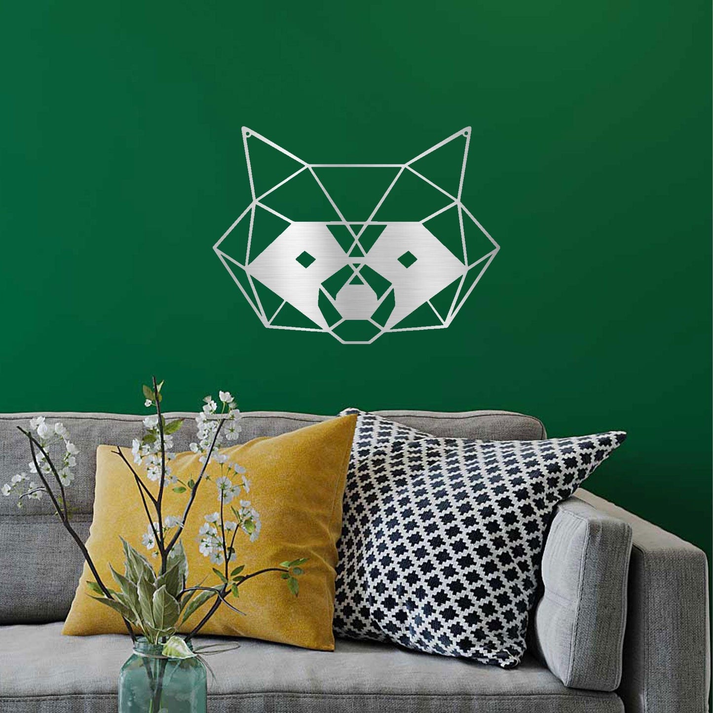 Geometric Raccoon Indoor Outdoor Steel Wall Sign - Mallard Moon Gift Shop