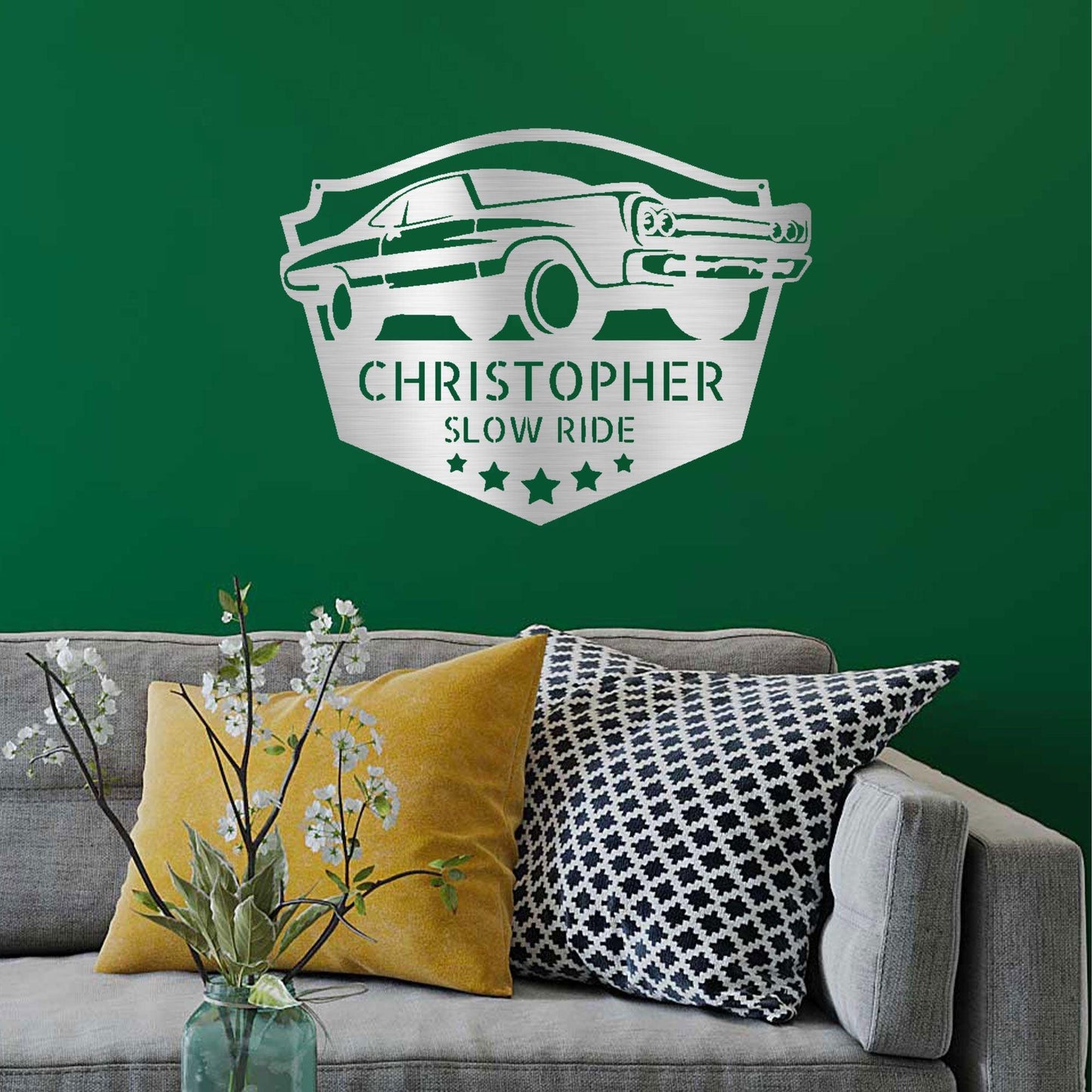 Classic Car Custom Name Indoor Outdoor Steel Wall Sign - Mallard Moon Gift Shop