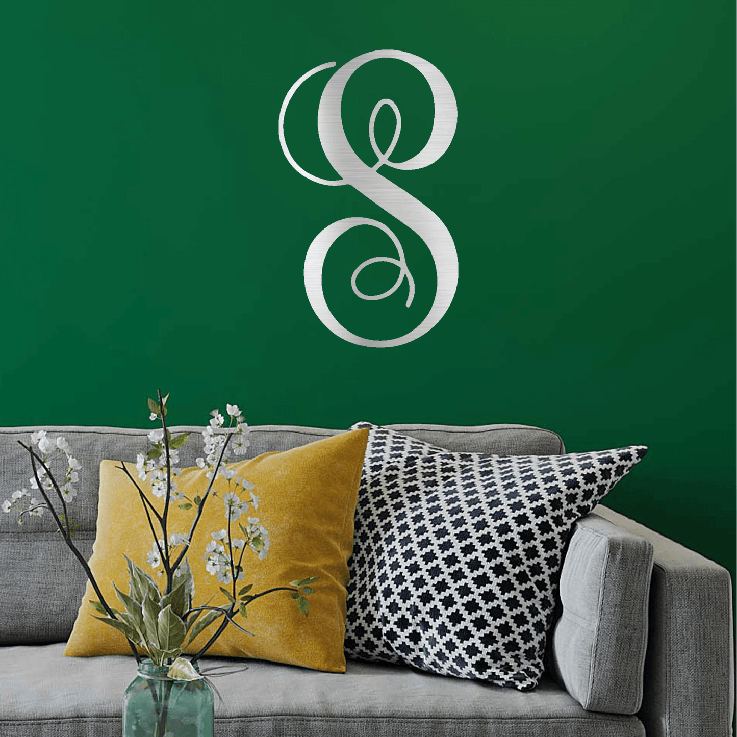 Fancy Initial Custom Monogram Metal Wall Art - Mallard Moon Gift Shop