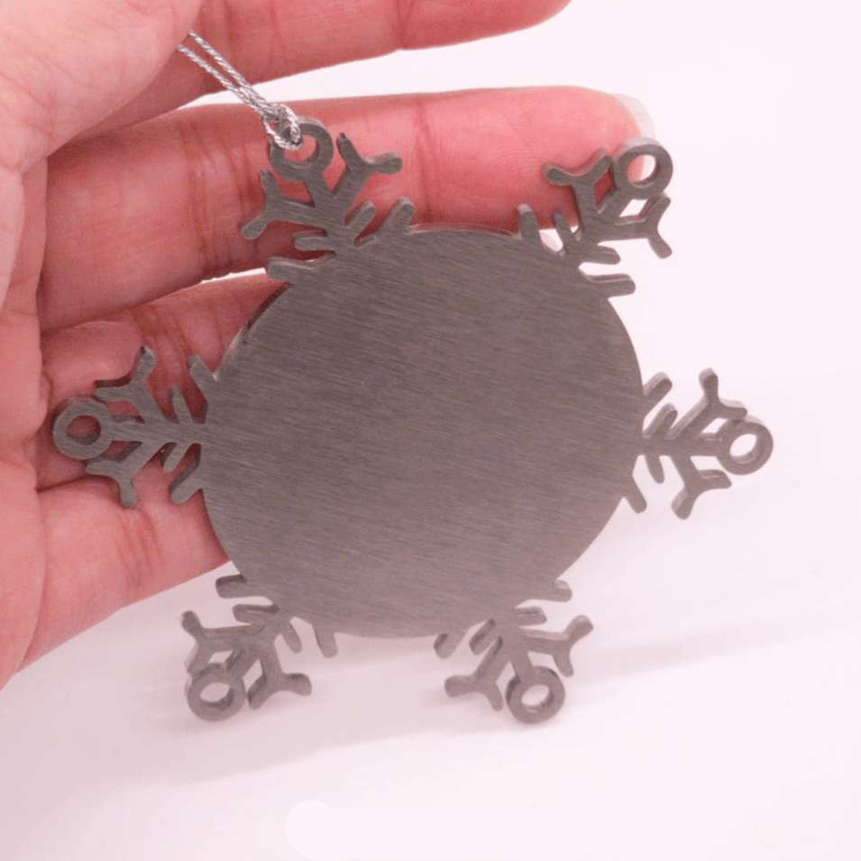 Gnome Family Name Personalized Laser Engraved Stainless Steel Snowflake Tree Ornament - Mallard Moon Gift Shop