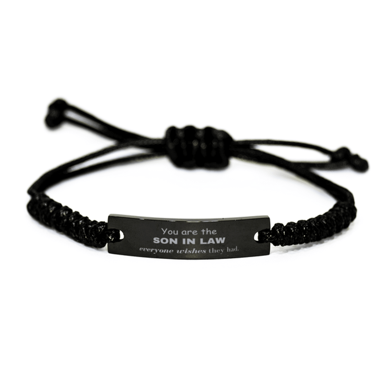 Son In Law Black Rope Bracelet, Everyone wishes they had, Inspirational Bracelet For Son In Law, Son In Law Gifts, Birthday Christmas Unique Gifts For Son In Law - Mallard Moon Gift Shop