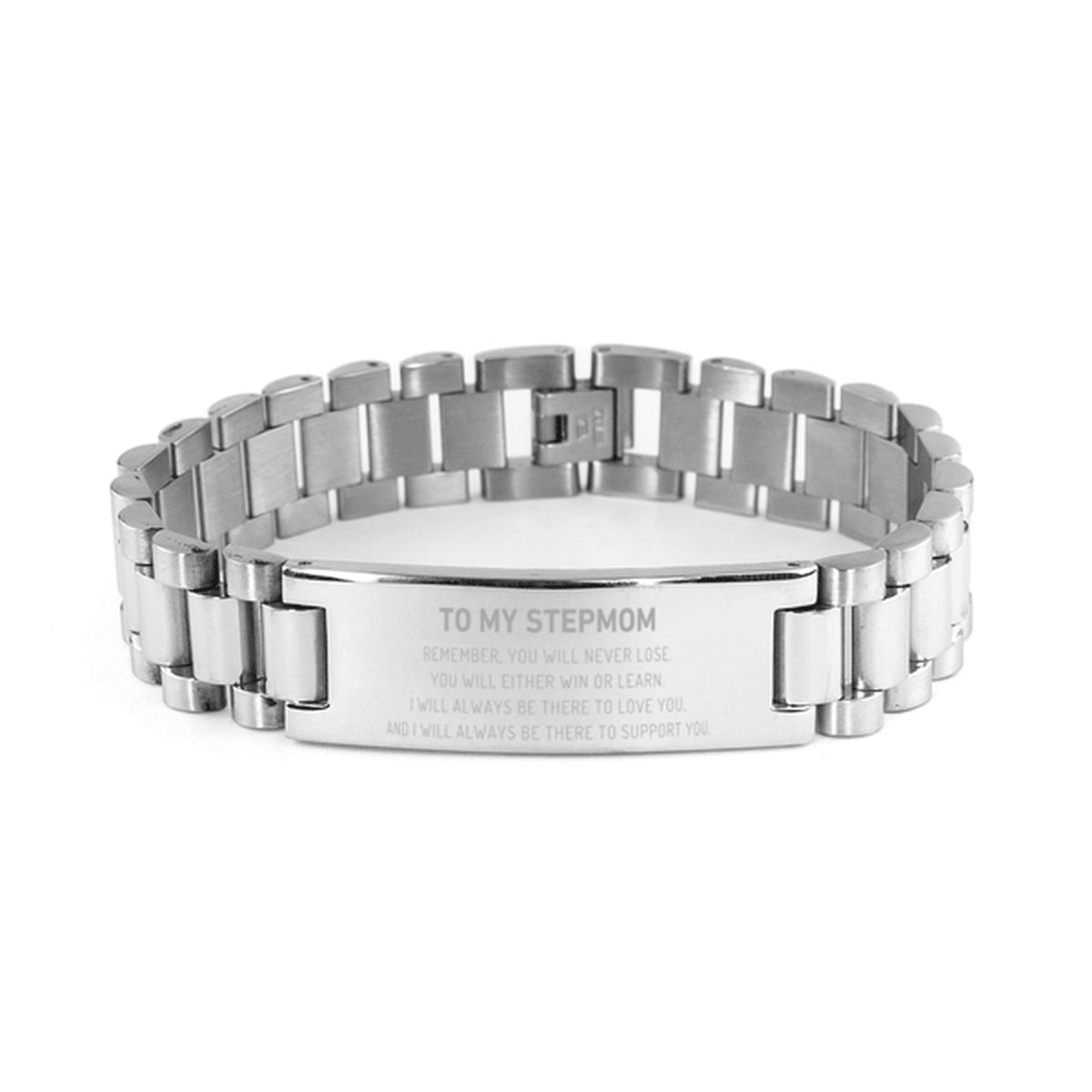 Stepmom Gifts, To My Stepmom Remember, you will never lose. You will either WIN or LEARN, Keepsake Ladder Stainless Steel Bracelet For Stepmom Engraved, Birthday Christmas Gifts Ideas For Stepmom X-mas Gifts - Mallard Moon Gift Shop