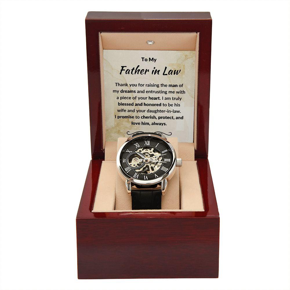 To My Father in Law from Daughter in Law - Openwork Watch - Mallard Moon Gift Shop
