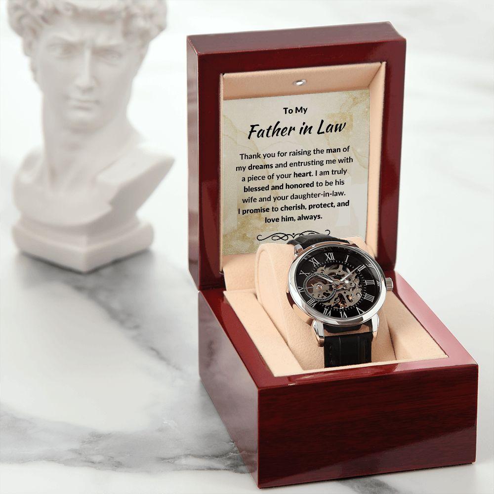 To My Father in Law from Daughter in Law - Openwork Watch - Mallard Moon Gift Shop