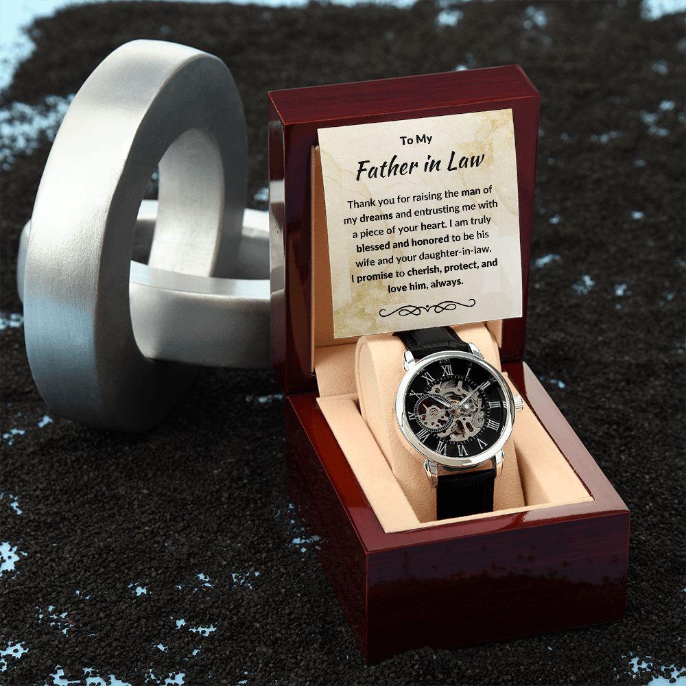 To My Father in Law from Daughter in Law - Openwork Watch - Mallard Moon Gift Shop