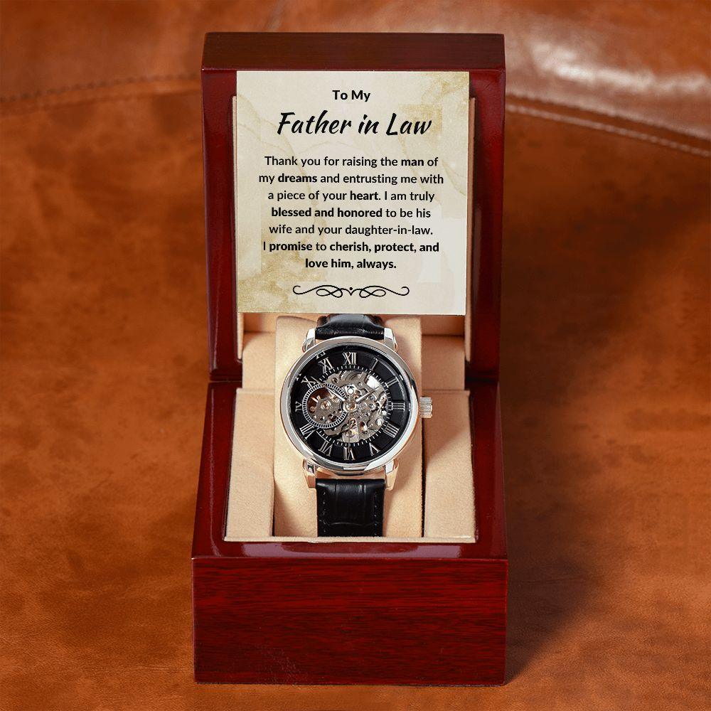 To My Father in Law from Daughter in Law - Openwork Watch - Mallard Moon Gift Shop