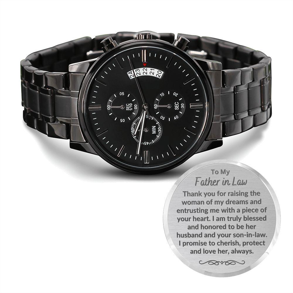 To My Father in Law from Son in Law Engraved Wrist Watch - Mallard Moon Gift Shop