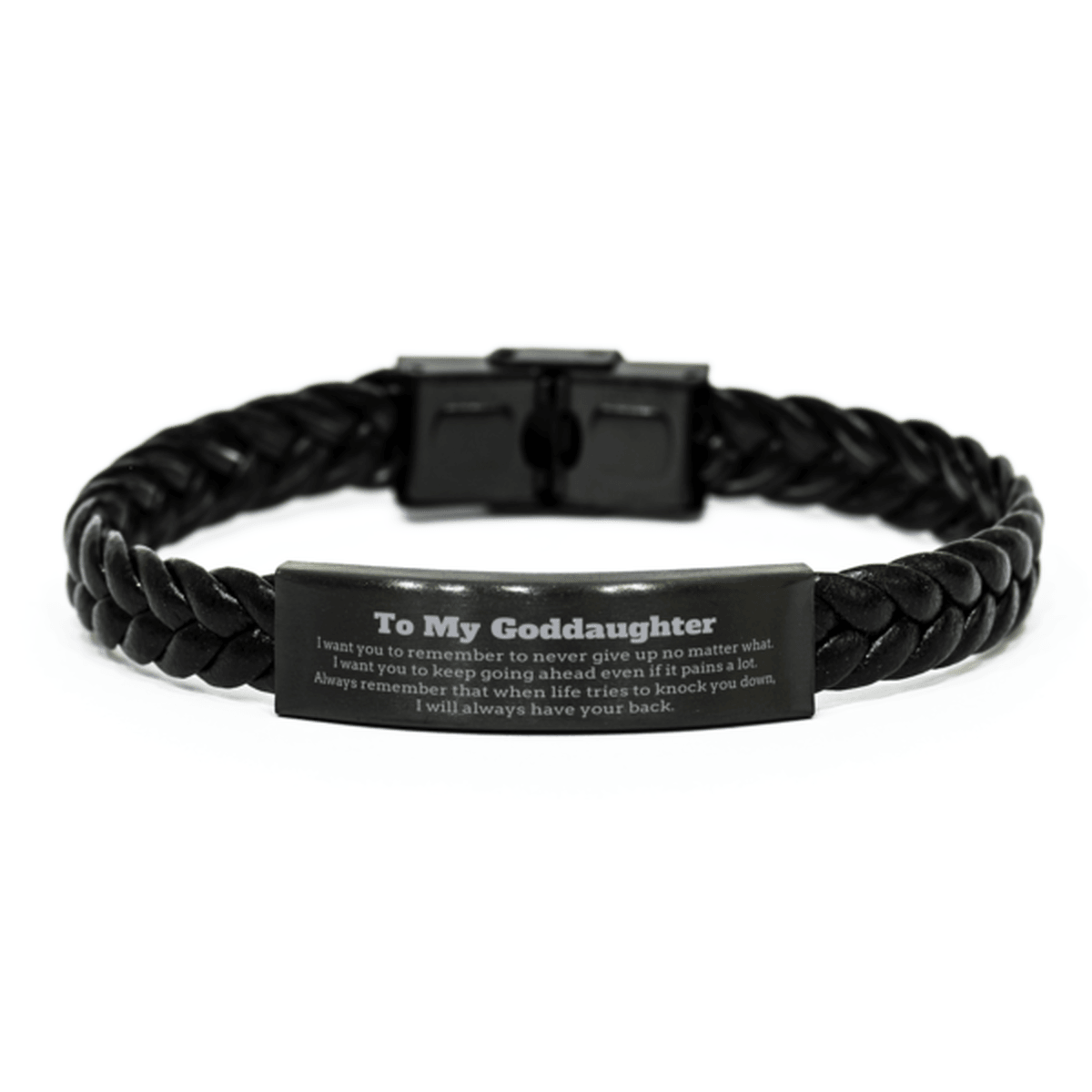 To My Goddaughter Gifts, Never give up no matter what, Inspirational Goddaughter Braided Leather Bracelet, Encouragement Birthday Christmas Unique Gifts For Goddaughter - Mallard Moon Gift Shop