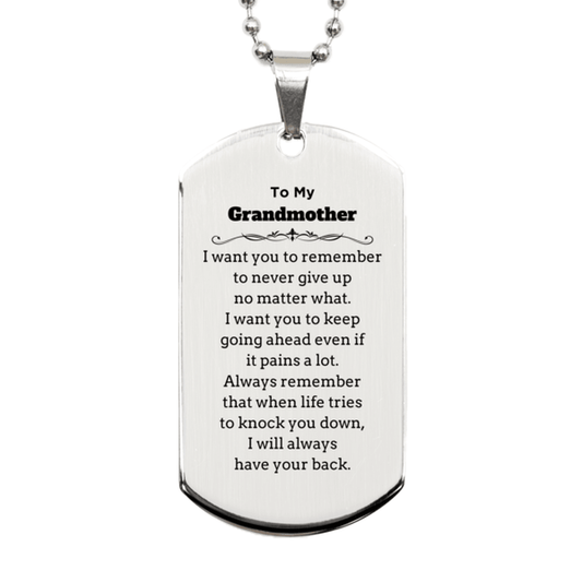 To My Grandmother Gifts, Never give up no matter what, Inspirational Grandmother Silver Dog Tag, Encouragement Birthday Christmas Unique Gifts For Grandmother - Mallard Moon Gift Shop
