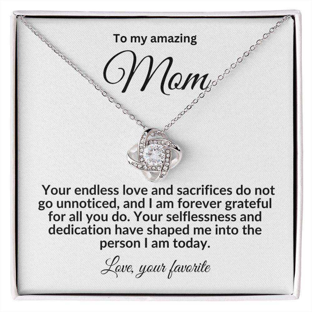 To My Mom Forever Grateful Love Knot Necklace - Mallard Moon Gift Shop