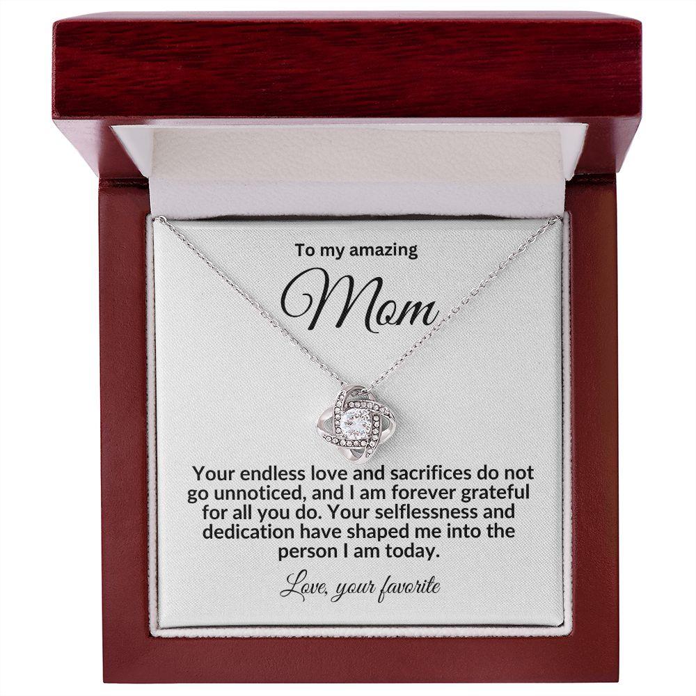 To My Mom Forever Grateful Love Knot Necklace - Mallard Moon Gift Shop