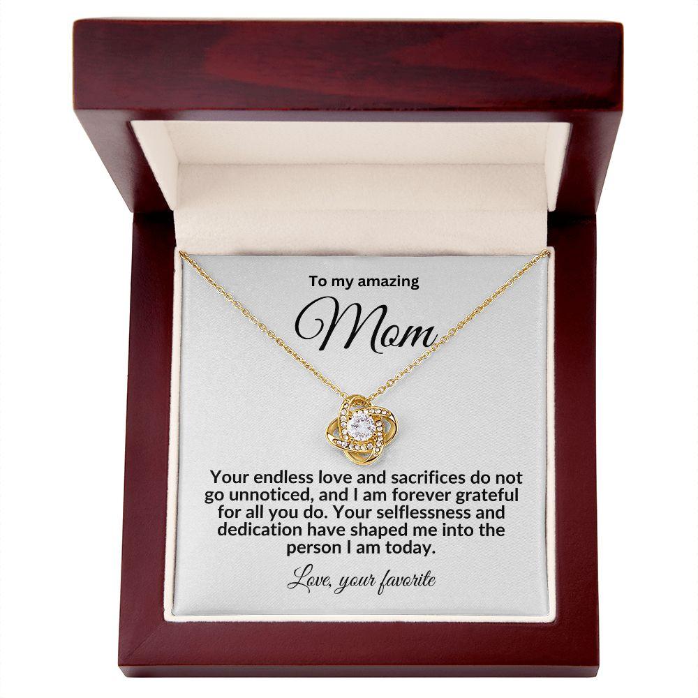 To My Mom Forever Grateful Love Knot Necklace - Mallard Moon Gift Shop