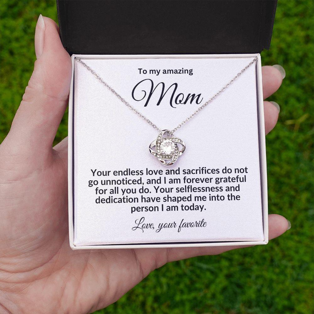 To My Mom Forever Grateful Love Knot Necklace - Mallard Moon Gift Shop