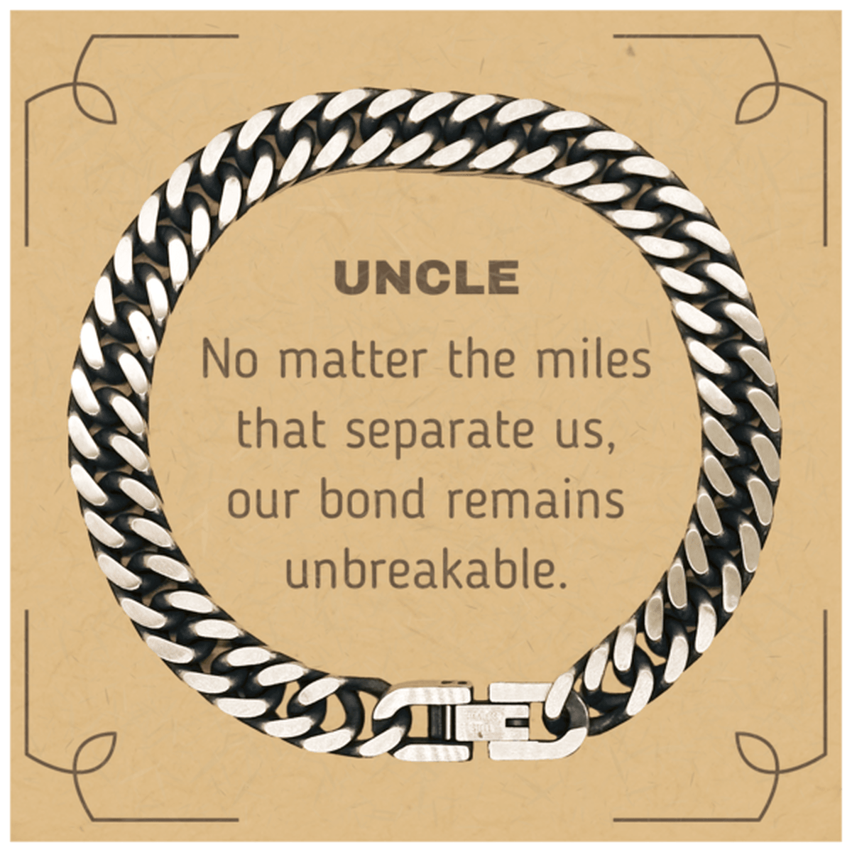 Uncle Long Distance Relationship Gifts, No matter the miles that separate us, Cute Love Cuban Link Chain Bracelet For Uncle, Birthday Christmas Unique Gifts For Uncle - Mallard Moon Gift Shop