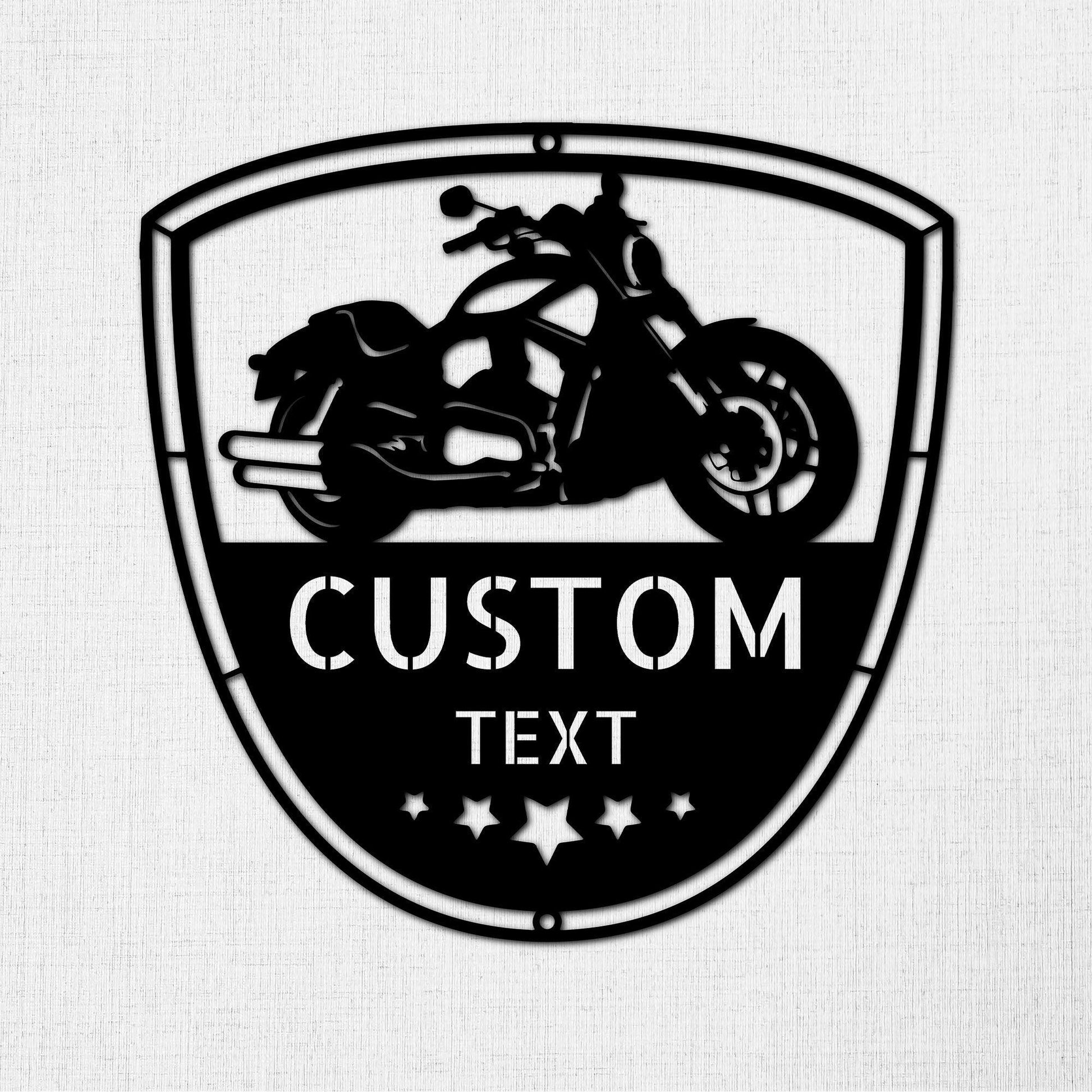 Motorcycle Biker Personalized Name Indoor Outdoor Steel Wall Sign - Mallard Moon Gift Shop