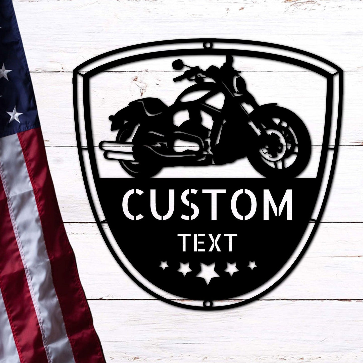 Motorcycle Biker Personalized Name Indoor Outdoor Steel Wall Sign - Mallard Moon Gift Shop