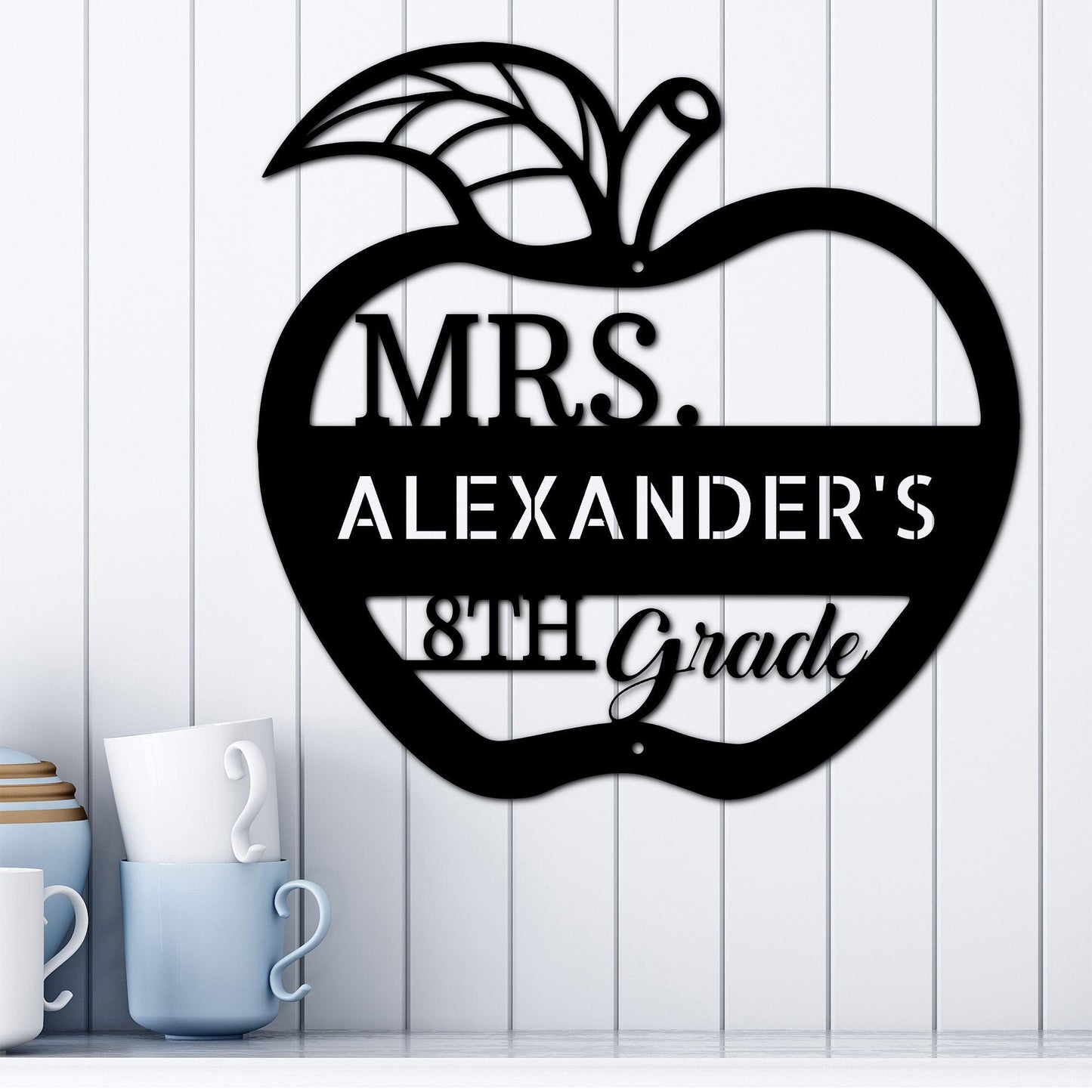 Teacher Appreciation Personalized Monogram Indoor Outdoor Steel Wall Sign - Mallard Moon Gift Shop
